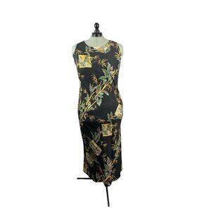 The Hawaiian Original Black Sleeveless Tropical Maxi Dress XL
